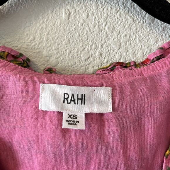 Rahi Mini Dress Sz XS Amber Dress Floral Print Puff Sleeve Ruffle Romantic Boho - Picture 2 of 16